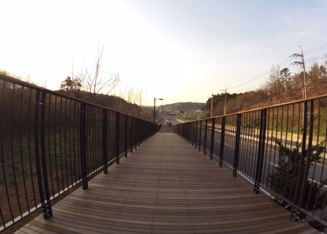 Bicycle trail with wooden floor